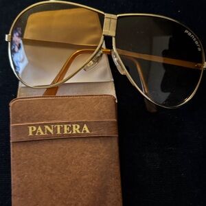 Pantera Women's Gold Aviator Sunglasses with Brown Gradient Lenses